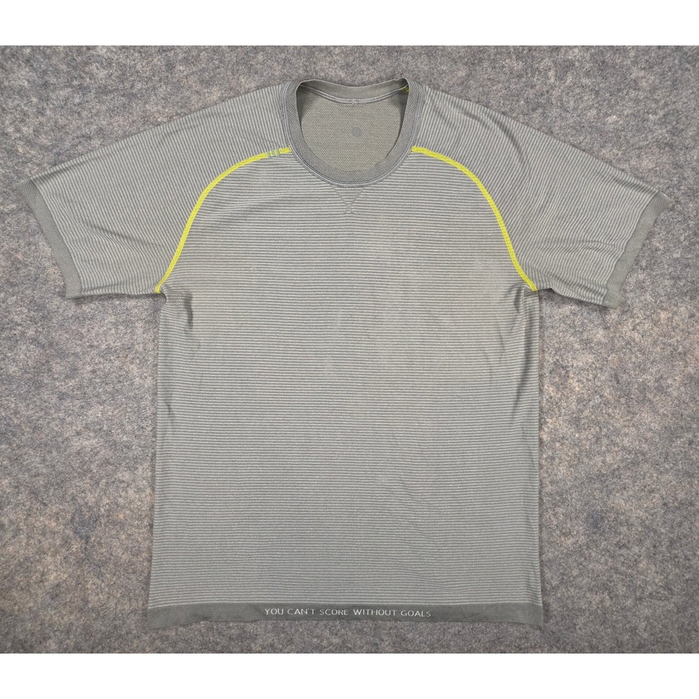 Lululemon Mens Metal Vent Tech Shirt Grey Lime Green Size L Activewear